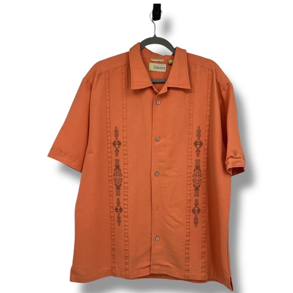Cubavera Men's Linen Blend S/S Double Panel Button Down Shirt XL